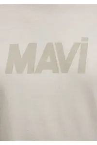 Mavi Logo Printed Beige T-Shirt Regular Fit / Normal Cut -70134 - Image 7