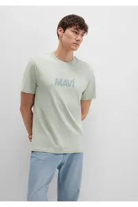 Mavi Logo Printed Green T-Shirt Regular Fit / Normal Cut -83995 - Image 2