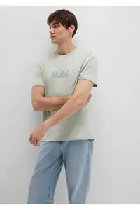 Mavi Logo Printed Green T-Shirt Regular Fit / Normal Cut -83995 - Image 3