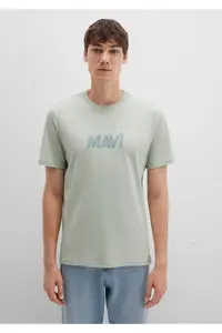 Mavi Logo Printed Green T-Shirt Regular Fit / Normal Cut -83995 - Image 4