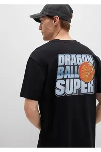 Mavi Dragon Ball Printed Black T-Shirt Loose Fit -900 - Image 2