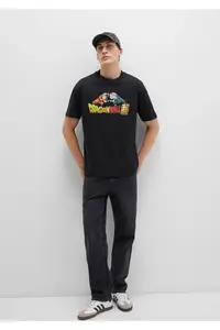 Mavi Dragon Ball Printed Black T-Shirt Loose Fit -900 - Image 3