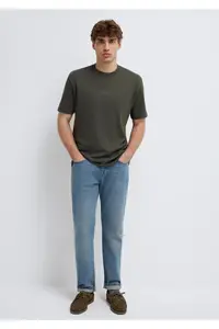 Mavi Logo Khaki Basic Interlock T-Shirt Loose Fit / Loosely Comfortable Cut -71553 - Image 2