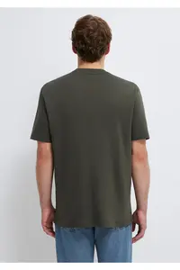 Mavi Logo Khaki Basic Interlock T-Shirt Loose Fit / Loosely Comfortable Cut -71553 - Image 6