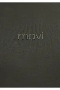 Mavi Logo Khaki Basic Interlock T-Shirt Loose Fit / Loosely Comfortable Cut -71553 - Image 8