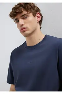 Mavi Logo Navy Blue Basic Interlock T-Shirt Loose Fit / Loosely Comfortable Cut -85315