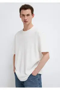 Mavi Logo White Basic Interlock T-Shirt Loose Fit / Loosely Comfortable Cut -80194 - Image 2