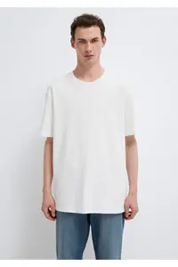Mavi Logo White Basic Interlock T-Shirt Loose Fit / Loosely Comfortable Cut -80194 - Image 4