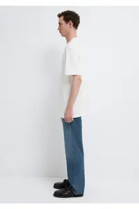 Mavi Logo White Basic Interlock T-Shirt Loose Fit / Loosely Comfortable Cut -80194 - Image 5