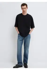 Mavi Crew Neck Black Basic T-Shirt Oversize / Wide Cut -900 - Image 2