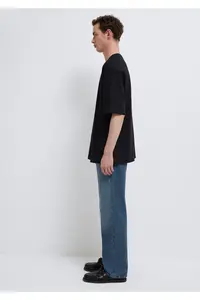 Mavi Crew Neck Black Basic T-Shirt Oversize / Wide Cut -900 - Image 4
