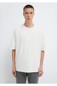 Mavi Logo Printed Ecru T-Shirt Relaxed Fit -70057 - Image 3