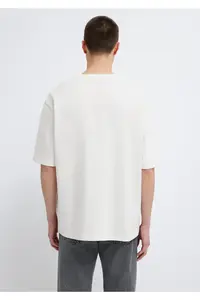 Mavi Logo Printed Ecru T-Shirt Relaxed Fit -70057 - Image 5