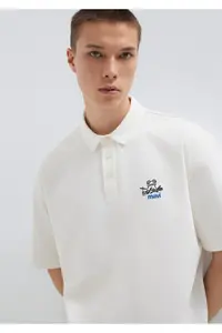 Mavi Logo Ecru Polo T-Shirt Loose Fit -70057