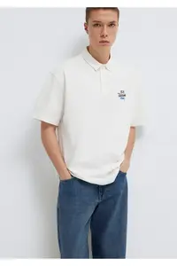 Mavi Logo Ecru Polo T-Shirt Loose Fit -70057 - Image 2