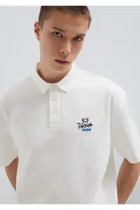 Mavi Logo Ecru Polo T-Shirt Loose Fit -70057 - Image 3