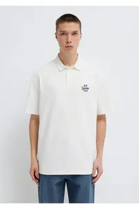 Mavi Logo Ecru Polo T-Shirt Loose Fit -70057 - Image 4