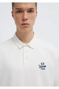 Mavi Logo Ecru Polo T-Shirt Loose Fit -70057 - Image 7