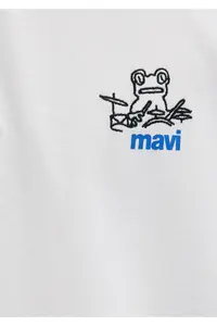 Mavi Logo Ecru Polo T-Shirt Loose Fit -70057 - Image 8
