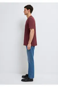 Mavi Logo Printed Claret Red T-Shirt Regular Fit / Normal Cut -70396 - Image 4