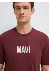 Mavi Logo Printed Claret Red T-Shirt Regular Fit / Normal Cut -70396 - Image 6