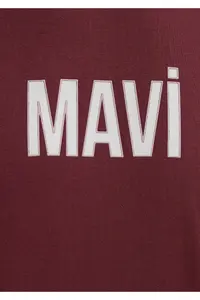 Mavi Logo Printed Claret Red T-Shirt Regular Fit / Normal Cut -70396 - Image 7