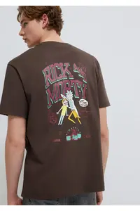 Mavi Rick and Morty Printed Brown T-Shirt Loose Fit -70251