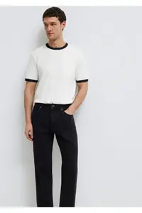 Mavi Piping Detailed Ecru T-Shirt Loose Fit / Loosely Comfortable Cut -70057 - Image 2