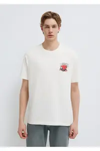 Mavi Printed Ecru T-Shirt Loose Fit -80194 - Image 4