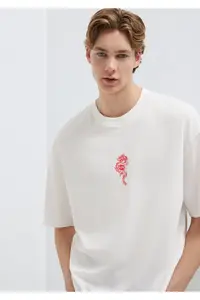 Mavi Dragon Printed Ecru T-Shirt Oversize / Wide Cut -70057 - Image 2