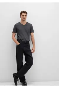 Mavi Stretch V-Neck Anthracite Basic T-Shirt Fitted - Image 2