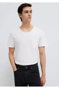 Mavi White T-Shirt with Stitched Pocket Detail Fitted