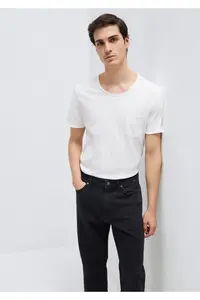 Mavi White T-Shirt with Stitched Pocket Detail Fitted - Image 2