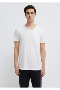 Mavi White T-Shirt with Stitched Pocket Detail Fitted - Image 3