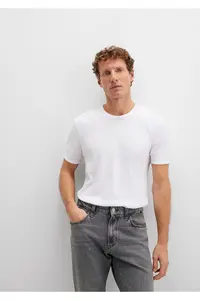 Mavi Ribbed Detailed White T-Shirt Fitted - Image 2