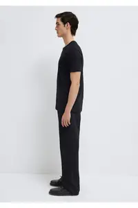 Mavi Ribbed Detailed Black T-Shirt Fitted / Body-Cutting Cut - Image 4