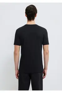 Mavi Ribbed Detailed Black T-Shirt Fitted / Body-Cutting Cut - Image 5