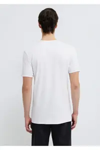 Mavi Ribbed Detailed V-Neck White T-Shirt Fitted - Image 5