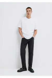Mavi Pocket Detailed White Basic T-Shirt Loose Fit / Loosely Comfortable Cut
