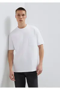 Mavi Pocket Detailed White Basic T-Shirt Loose Fit / Loosely Comfortable Cut - Image 2