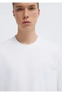 Mavi Pocket Detailed White Basic T-Shirt Loose Fit / Loosely Comfortable Cut - Image 7