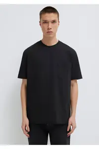 Mavi Pocket Detailed Black Basic T-Shirt Loose Fit / Loosely Comfortable Cut - Image 3