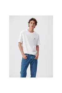 Mavi Logo Embroidered White Men T-Shirt m067074-6-y20