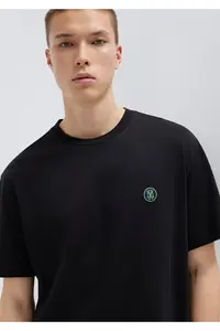 Mavi Seal Logo Embroidered Black T-Shirt Loose Fit -900 - Image 2