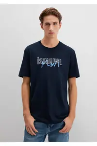 Mavi Istanbul Printed Navy Blue T-Shirt Regular Fit / Normal Cut