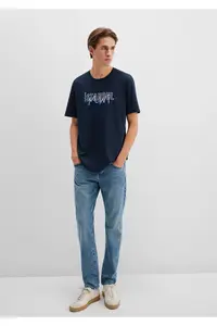 Mavi Istanbul Printed Navy Blue T-Shirt Regular Fit / Normal Cut - Image 2