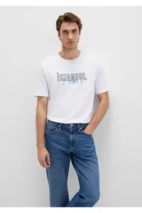 Mavi Istanbul Printed White T-Shirt Regular Fit / Normal Cut -620 - Image 2