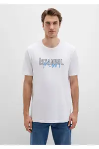Mavi Istanbul Printed White T-Shirt Regular Fit / Normal Cut -620 - Image 3