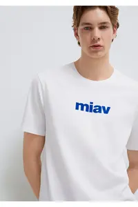 Mavi Miav Printed White T-Shirt Regular Fit / Normal Cut