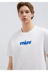 Mavi Miav Printed White T-Shirt Regular Fit / Normal Cut - Image 2